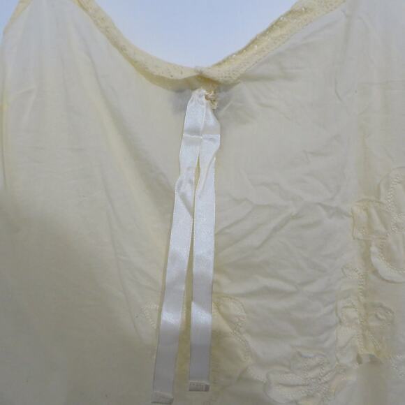 Wet Seal Womens Sz S Light Yellow Tie Straps Floral Detail Cotton Cami Y2K - Picture 4 of 7